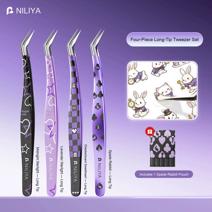 NILIYA Starlight, Spade & Checkerboard Sticker Tweezers