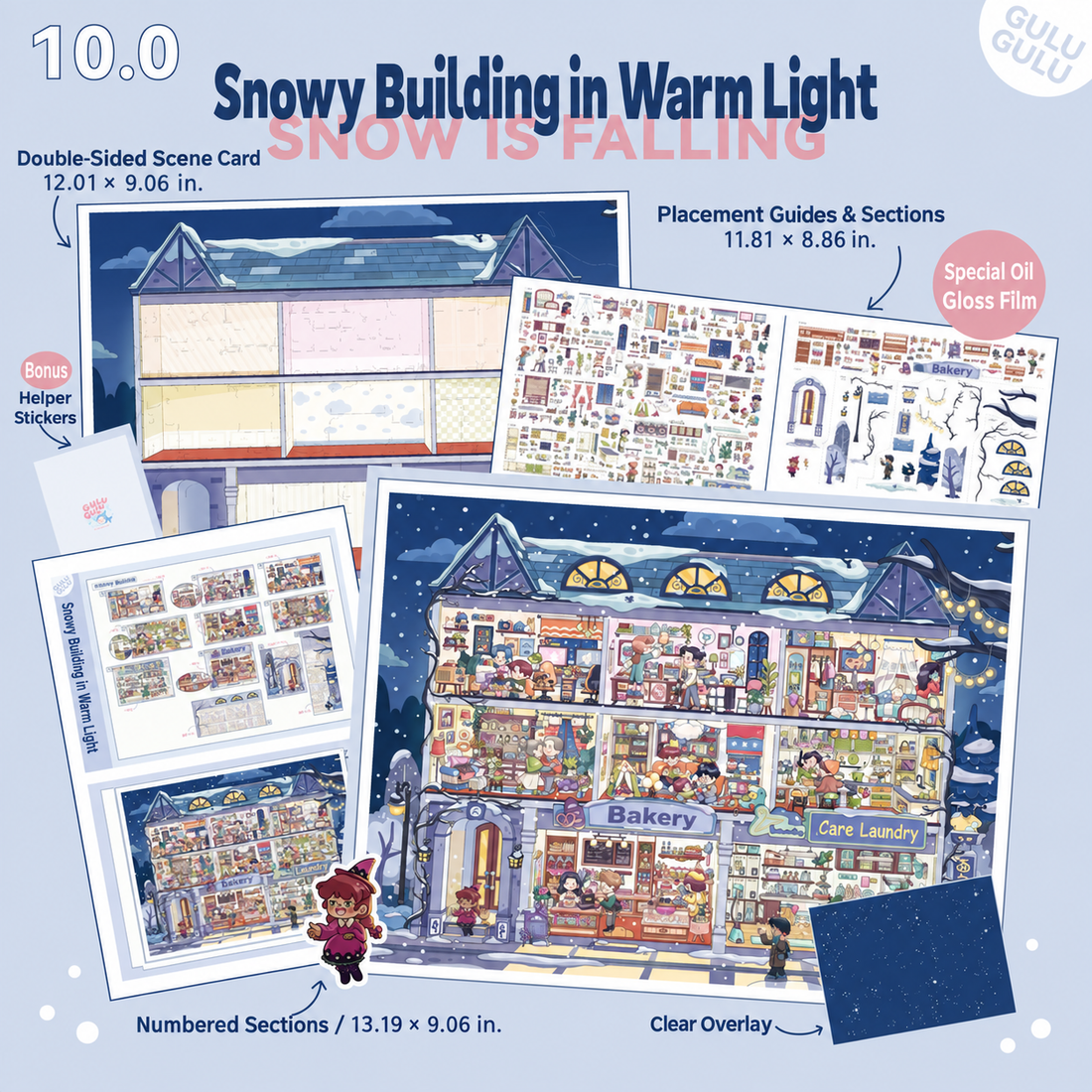 Snowy Building in Warm Light