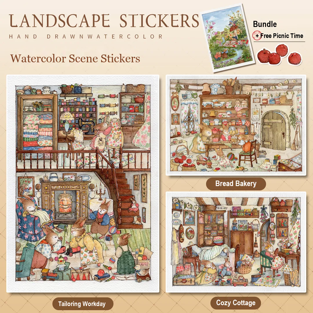 Henuan Town Diary Watercolor Stickers — 1.0 Collection – Uni Sticker Scene