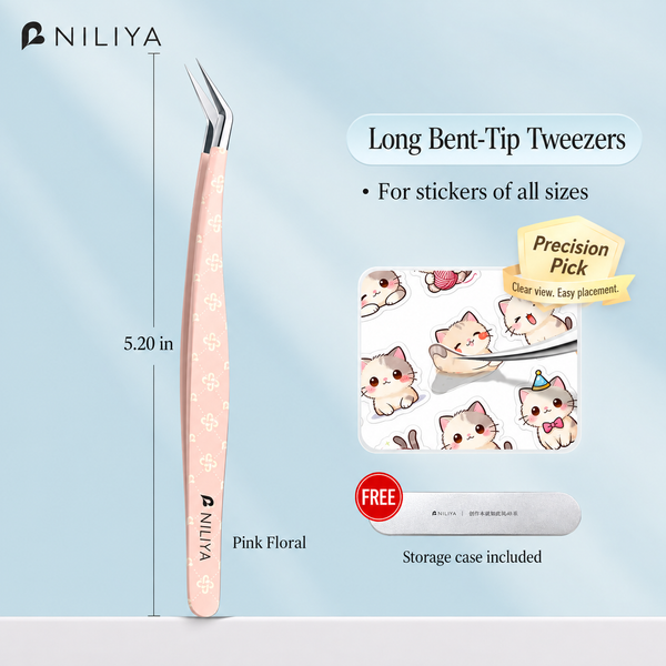 Pink Floral - Long Bent Tip