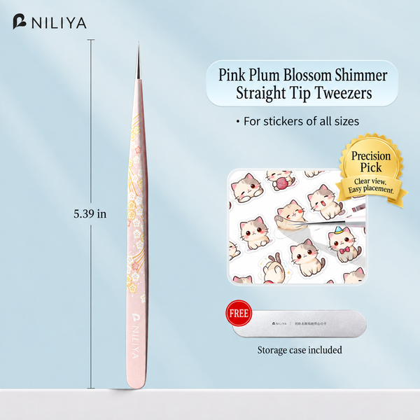 Pink Plum Blossom Shimmer - Straight Tip